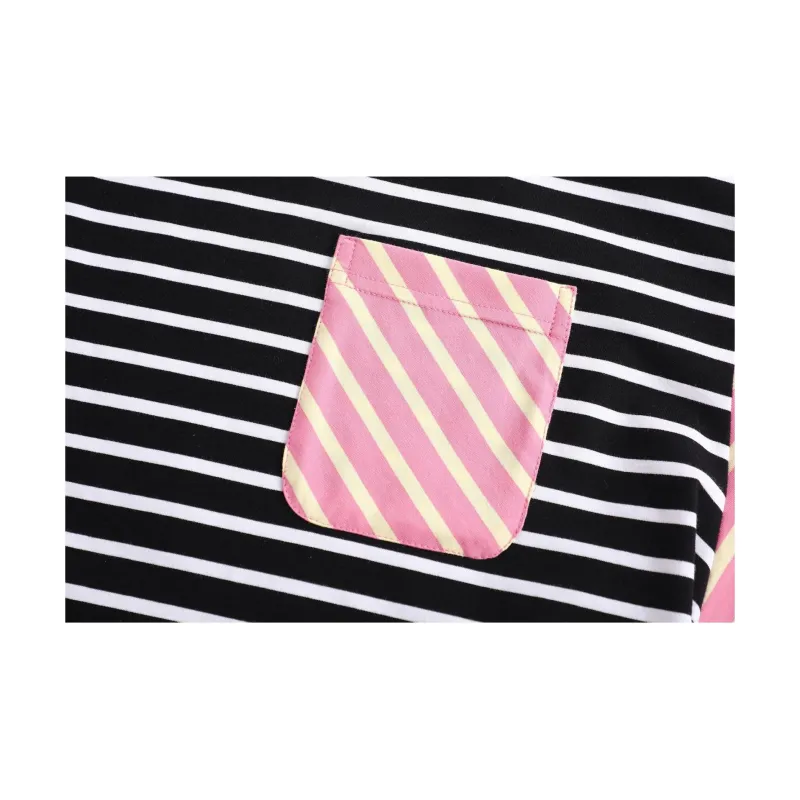 Alexia Sandra Stripe Series T Shirt Unisex Black Pink-3