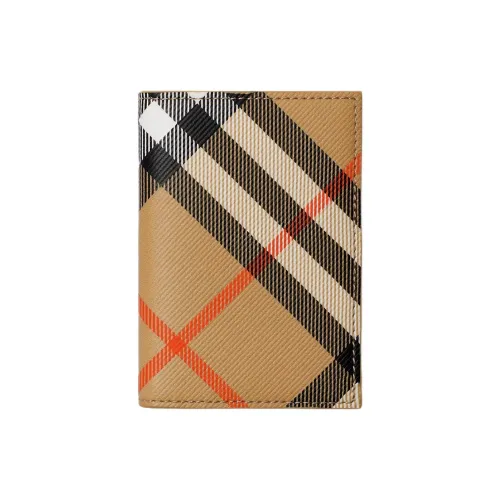 Burberry Polyurethane Polyester Cotton Card Holder Men's Sand