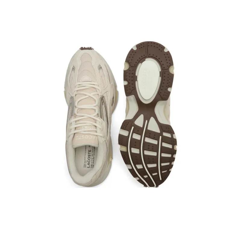 LACOSTE L003 Wear Resistant Low Top Casual Shoes Men's Beige-4