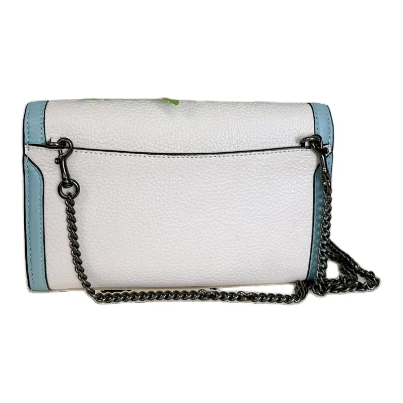 COACH Jade Leather One Shoulder Handbag Crossbody Bag Small Size Women's White & Blue-4