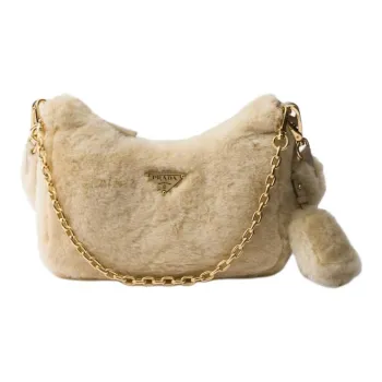 PRADA Leather Shoulder Bag Mini Women's Light Brown