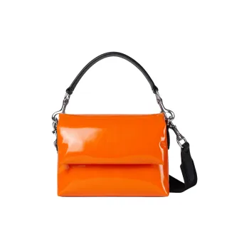 GUCCI Patent Leather One Shoulder Handbags Small Size Women's Bright Orange