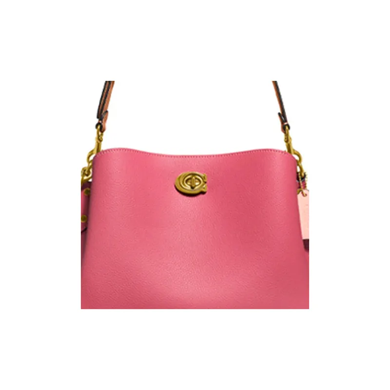 COACH Willow Leather Shoulder Bag, Bucket Bag, Handbag Tubas Women's Pink-3