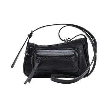 URBAN REVIVO Artificial Leather Crossbody Bag Medium Size Women's Black