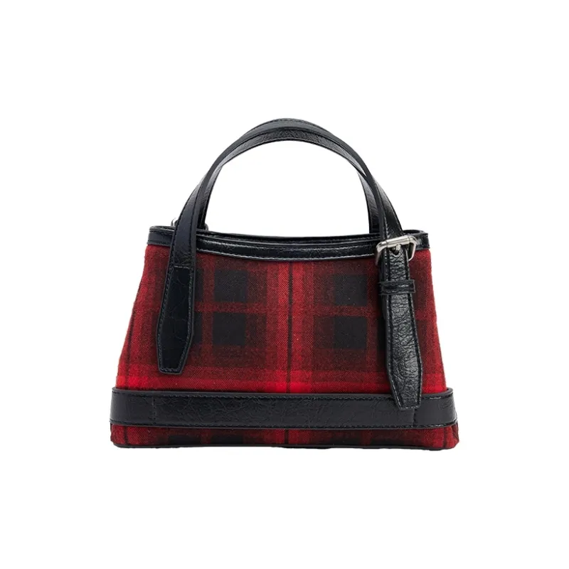 URBAN REVIVO Fabric Crossbody Handbag Trumpets Women's Total Crimson Plaid-2