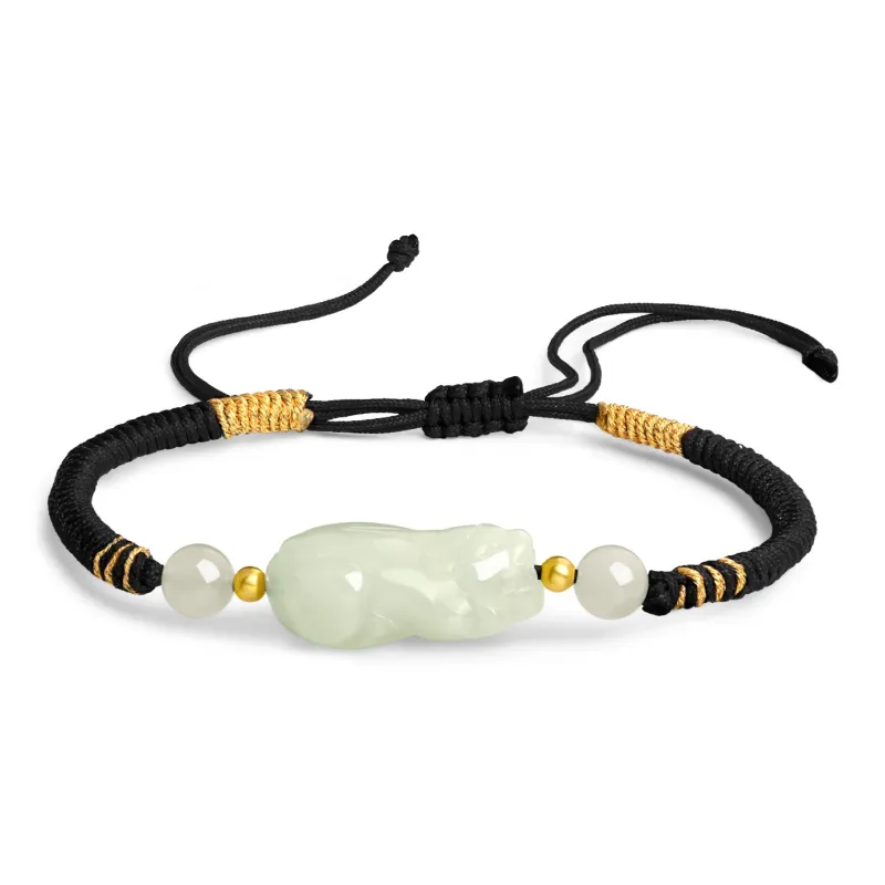 Lao Feng Xiang Hetian Jade Bracelet Sterling Silver White Jade/Pale Greenish White Jade Unisex-5