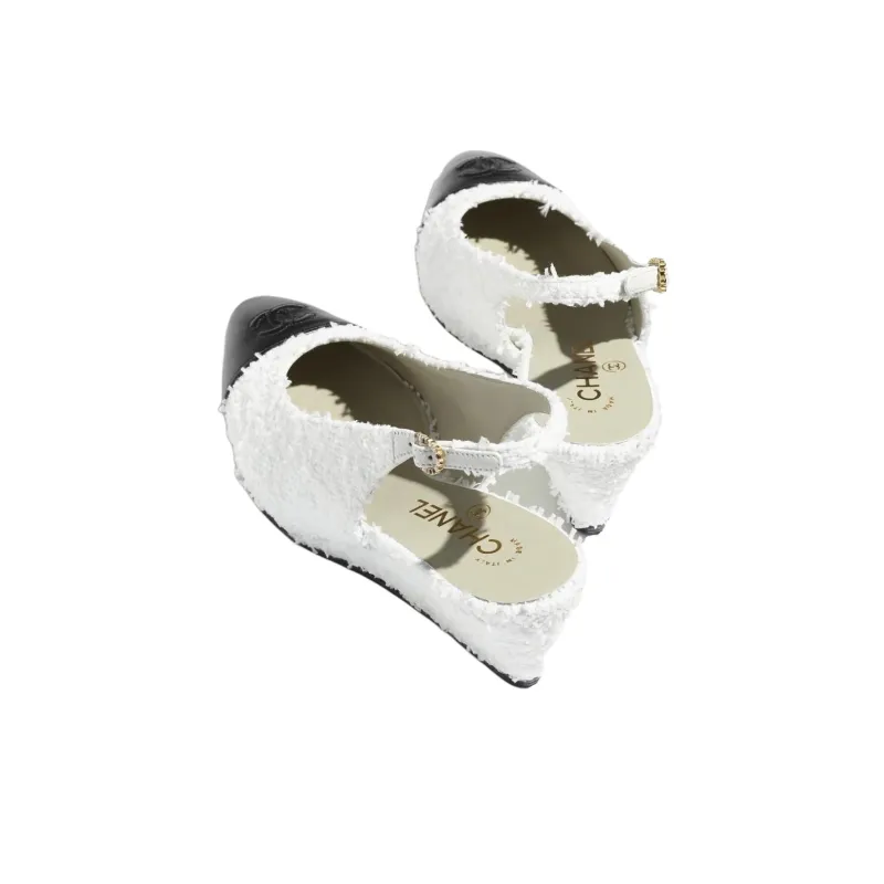 CHANEL Wedge Heel High Heels Women's White-3