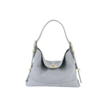 APEDE MOD Top Grain Cow Leather Square Lock Zongzi Bag Shoulder Bag Handbag Small Size Women's Glacier Navy Blue Suede