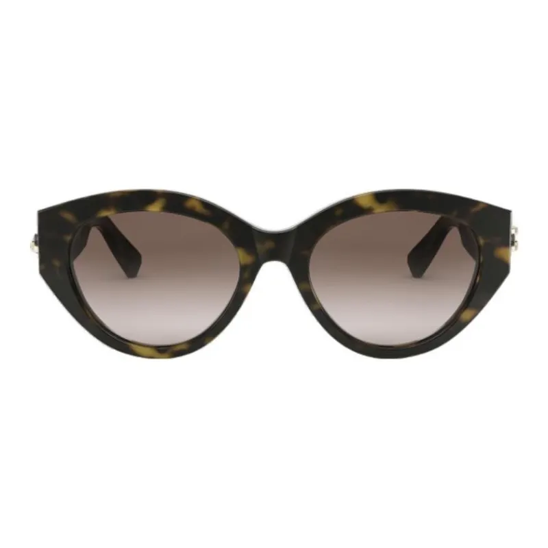BVLGARI Plate Frame Acetate Oval Sunglasses Unisex Tortoiseshell-1