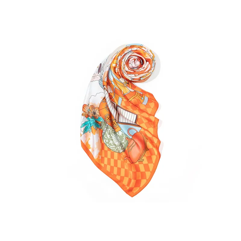 Shanghai Story 100% Mulberry Silk Scarves Women's Blue White, Gift Box Set-79