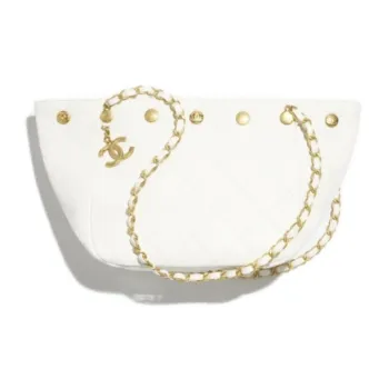 CHANEL Polished Lambskin Tote Bag, Shopping Bag, Shoulder Bag Trumpets Women's White