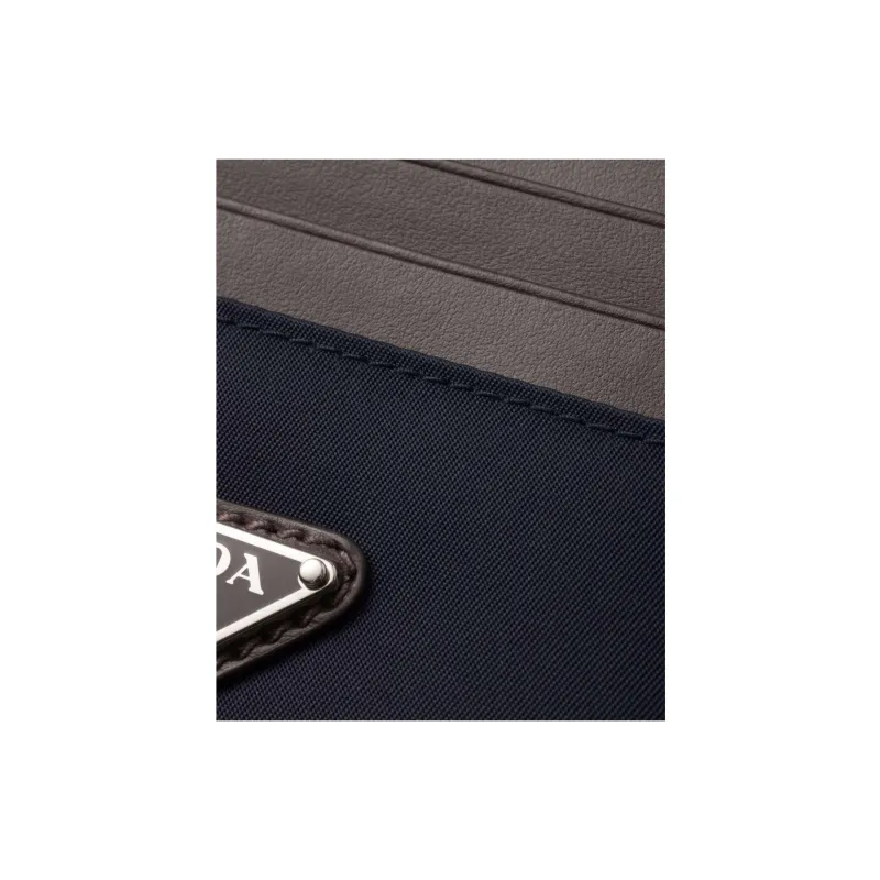 PRADA Re Nylon Polyamide Card Holder Men's Blue & Coffee-2
