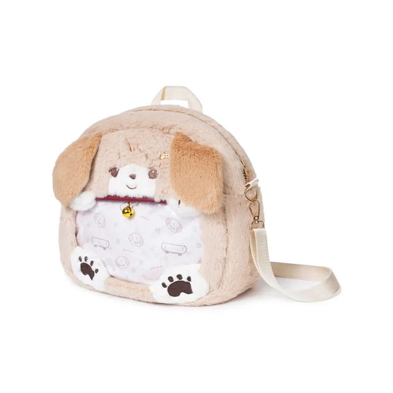 RIZHI STORE Rabbit Fur Backpack Medium Size Unisex Golden Retriever Ita Bag-5