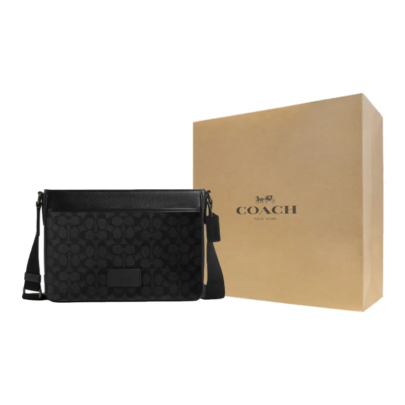 COACH Coated Canvas Shoulder Bag Crossbody Bag Men's Charcoal Gray-6