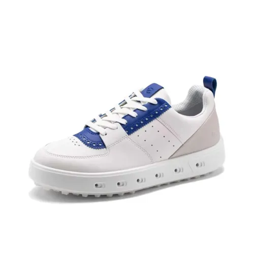 Ecco Street 720 Series Wear-resistant And Lightweight Low-Top Golf Shoes Men's White Gray Blue