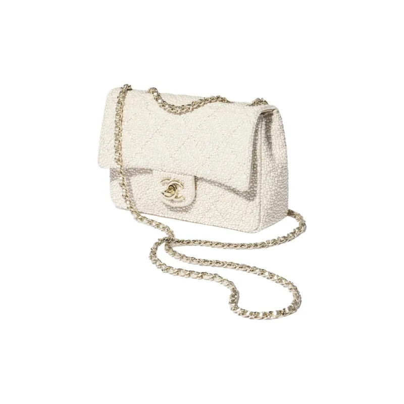 CHANEL Artificial Pearl Shoulder Bag Women's White-1