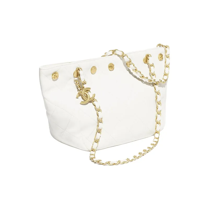 CHANEL Polished Lambskin Tote Bag, Shopping Bag, Shoulder Bag Trumpets Women's White-2