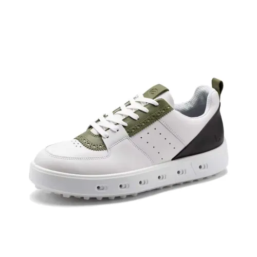 Ecco Street 720 Series Cushioning Wear-Resistant Low-Top Golf Shoes Men's White Green