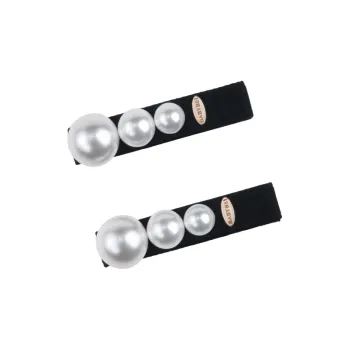 BABYBEI One Button Minimalist Style Versatile Black Beige Hair Clips Women's
