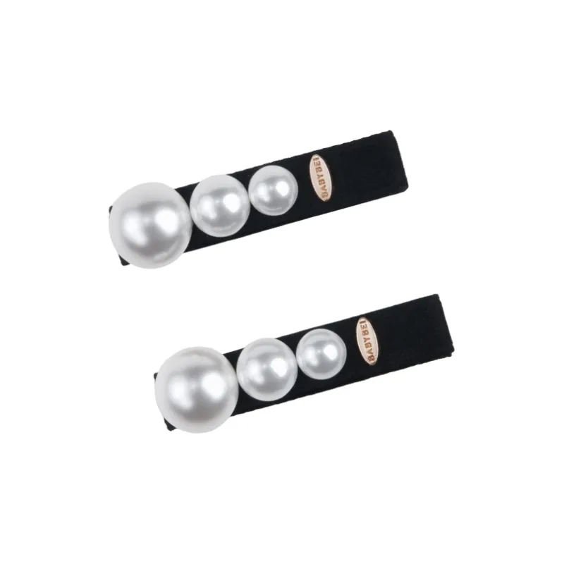 BABYBEI One Button Minimalist Style Versatile Black Beige Hair Clips Women's-0