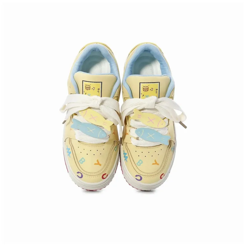7 SEVFUN Wear resistant And Lightweight Low Top Skateboard Shoes Women's Yellow-3
