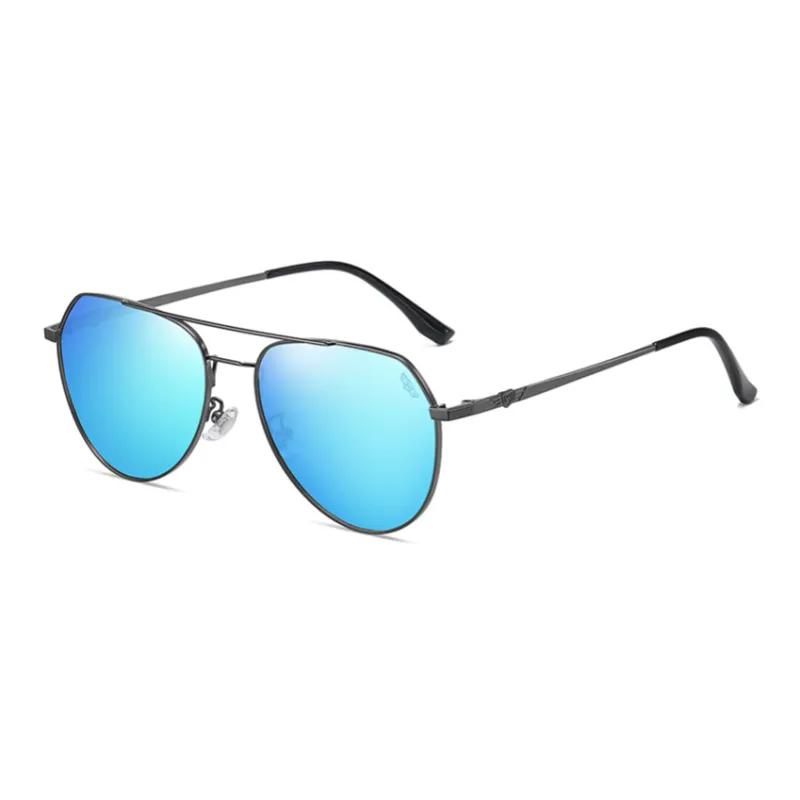 Thunder Pailong Alloy Aviator Sunglasses Unisex Black Gray Gold-8