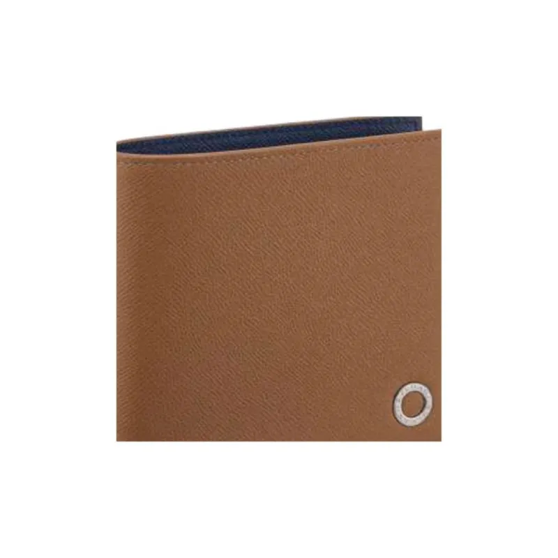 BVLGARI Cow Leather Wallet Small Size Men's Brown & Blue-3