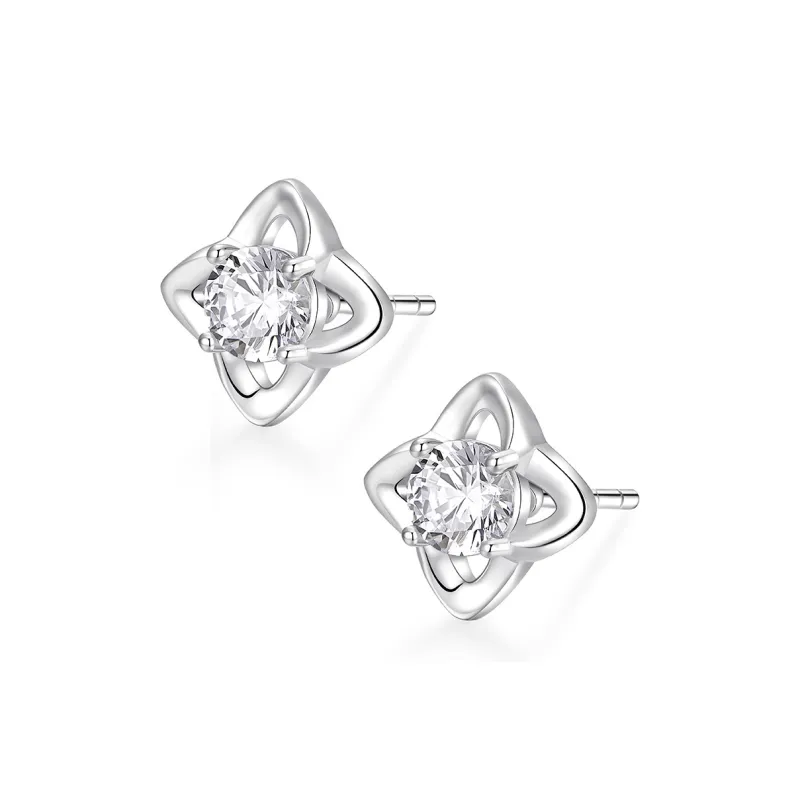 KADER Lucky Four Leaf Clover Series 925 Sterling Silver Stud Earrings Women's-1