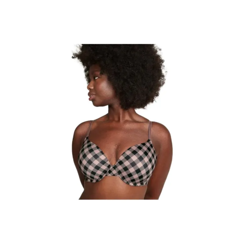 Victoria's Secret WEAR EVERYWHERE PINK Bra Women's Coffee Plaid-2