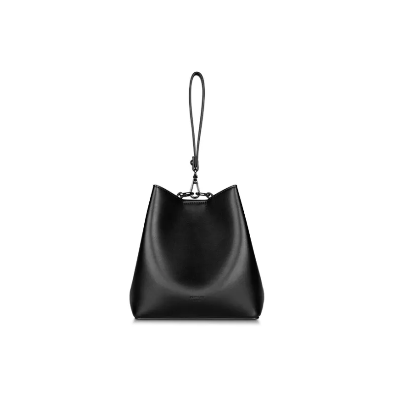 INJOYLIFE Soft Leather Bucket Bag Handbag Shoulder Bag Regular Women's Black-1