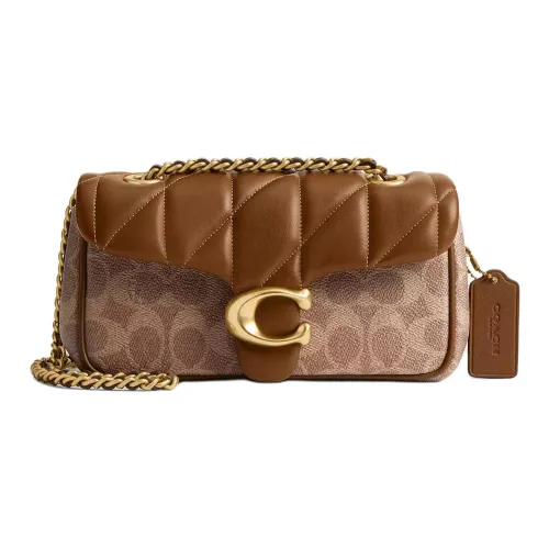 COACH Tabby Coated Canvas Shoulder Bag Small Size Women's Tan