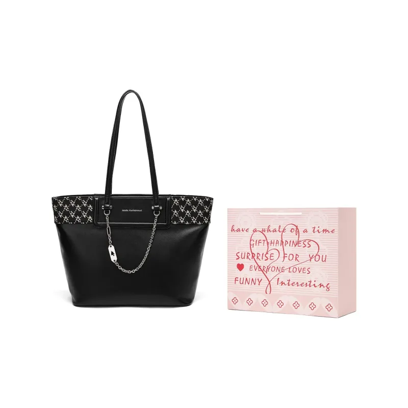 FAIRWHALE PU Tote Bag Shoulder Bag Women's Black-5