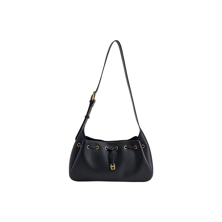 URBAN REVIVO Artificial Leather Tote Bag, Shopping Bag, Crossbody Bag Medium Size Women's Black-0