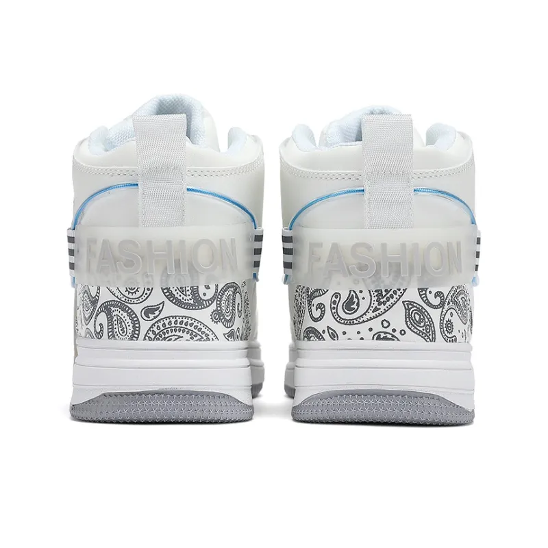TEXWOOD Chinese Style Blue And White Porcelain Collection High Top Skateboard Shoes Men's-19