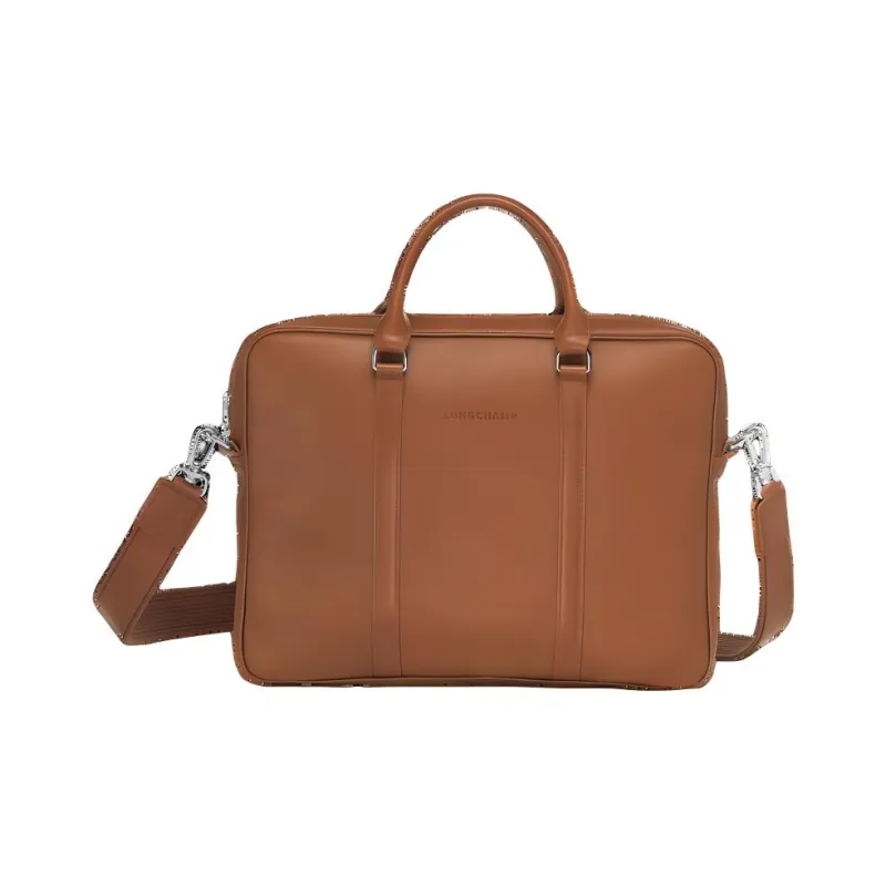 LONGCHAMP Le Foulonné Cow Leather Briefcases Small Size Men's Brown-2