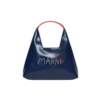 MARNI Logo Embroidered Open Top Shoulder Bag