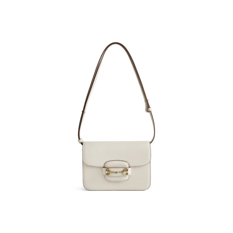 BELLE Cow Leather Small Square Bag, Crossbody Bag Women's White/Coffee-0