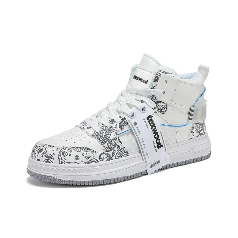 TEXWOOD Chinese Style Blue And White Porcelain Collection High Top Skateboard Shoes Men's-16