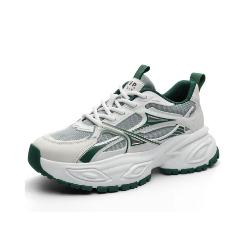 JEEP SPIRIT Anti Slip And Wear Resistant Height Increasing Low Top Chunky Sneakers Men's Glaze Green