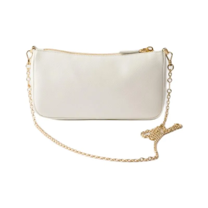 PRADA Saffiano Leather Clutch Mini Women's White-3