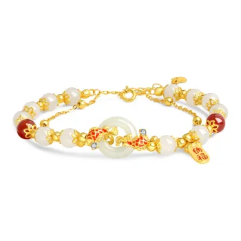 Lao Feng Xiang Hetian Jade S925 Silver Hand Accessory White Jade/Pale Greenish White Jade Women's