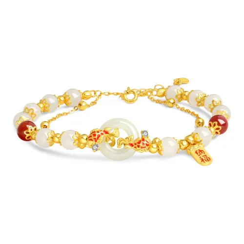 Lao Feng Xiang Hetian Jade S925 Silver Hand Accessory White Jade/Pale Greenish-White Jade Women's