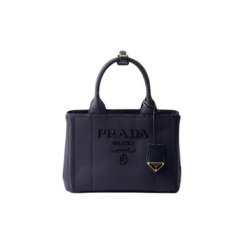 PRADA Cotton Shoulder Bag Crossbody Bag Handbag Small Size Women's Marine Blue