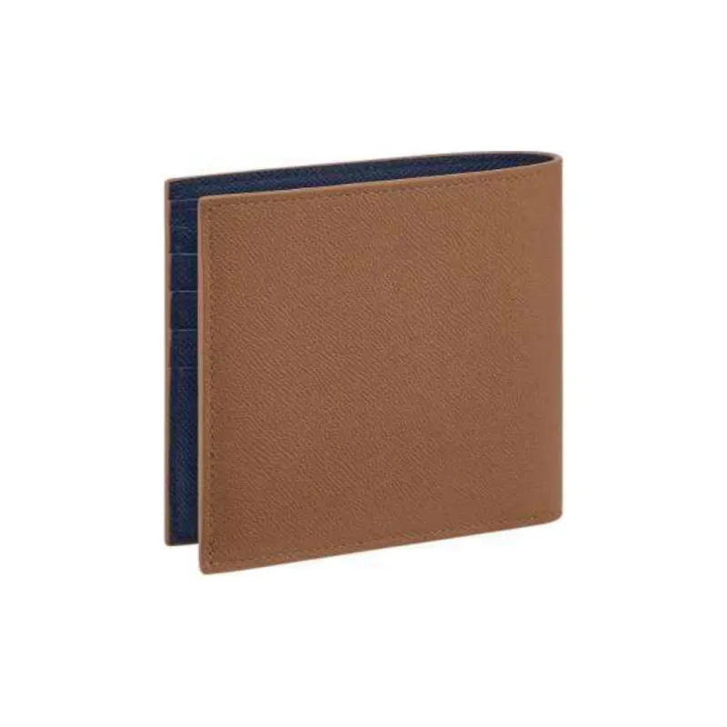 BVLGARI Cow Leather Wallet Small Size Men's Brown & Blue-1