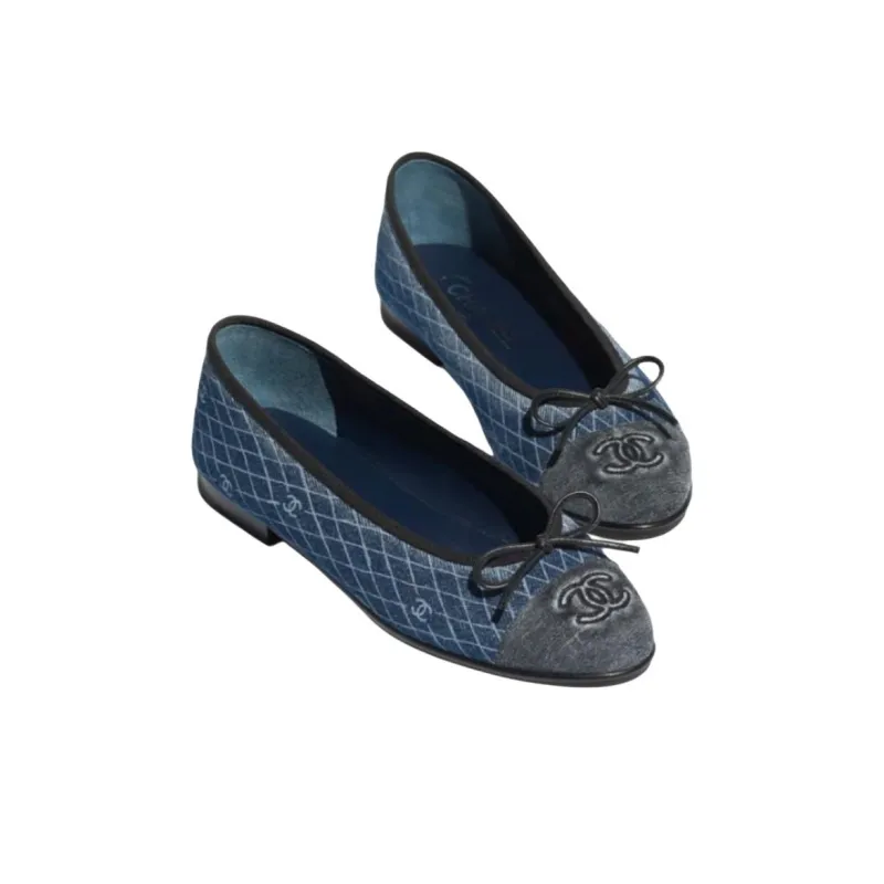CHANEL Casual Single Shoes Women's Blue-2