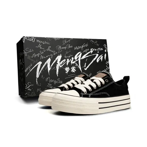 Mengsai Height Increasing Abrasion Resistant Lightweight Low Top Canvas Shoes Unisex Black White