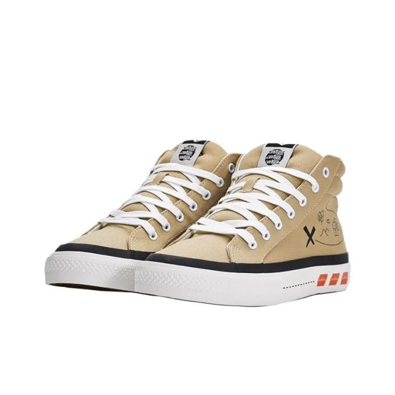 PONY Winner Anti Slip Wear Resistant Mid Top Skateboard Shoes Women's Khaki-1