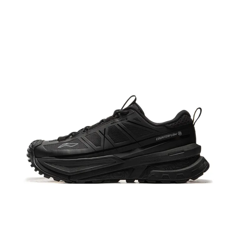 LiNing CF Su Xingchuan Cushioning Rebound Abrasion Resistant Waterproof Low Top Outdoor Hiking Shoes Unisex Black-0