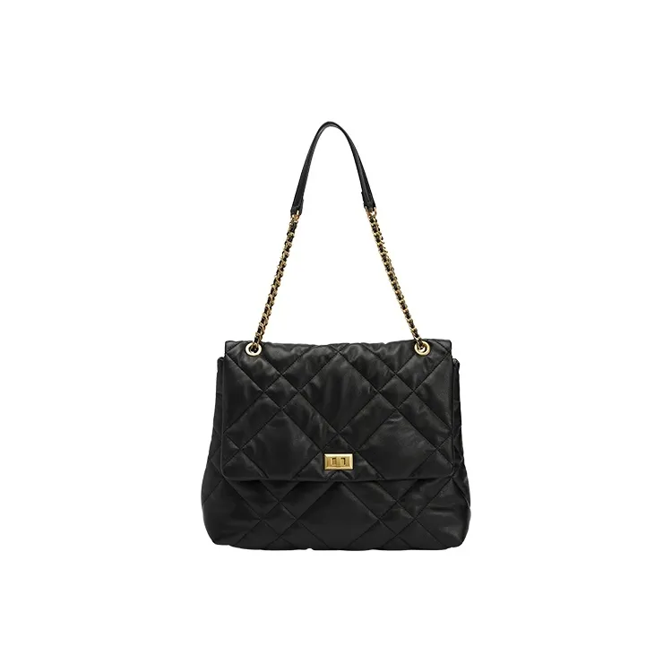 URBAN REVIVO Artificial Leather Shoulder Bag Medium Size Women's Black-0