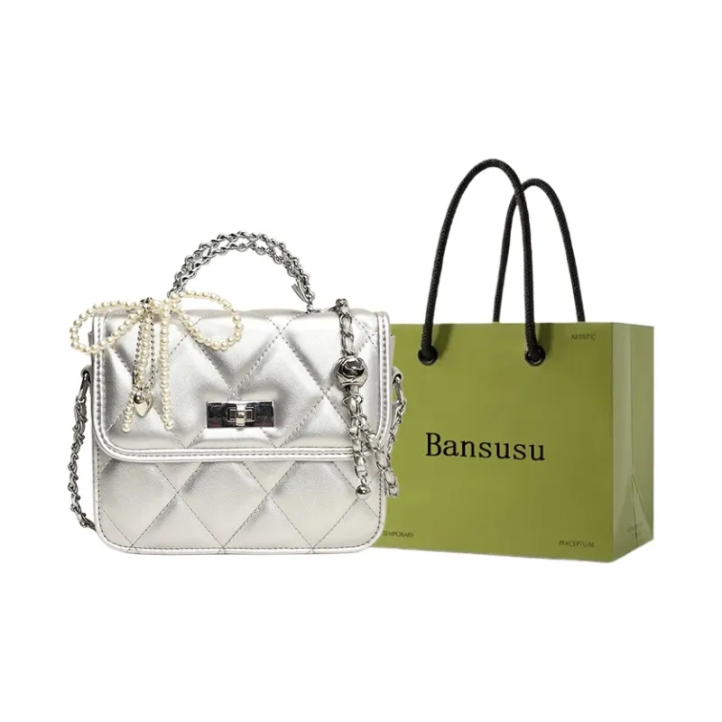 Bansusu PU Shoulder Bag, Crossbody Bag, Handbag Women's Pink/Silver/White/Black-5